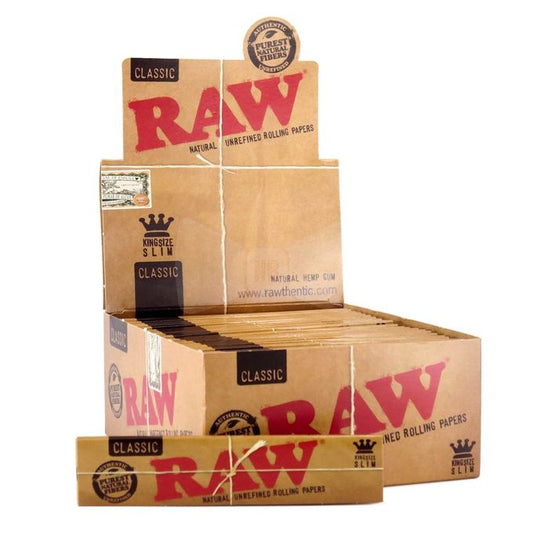Raw Classic King Size Slim Rolling Paper (Full Box) - Bittchaser Smoke Shop