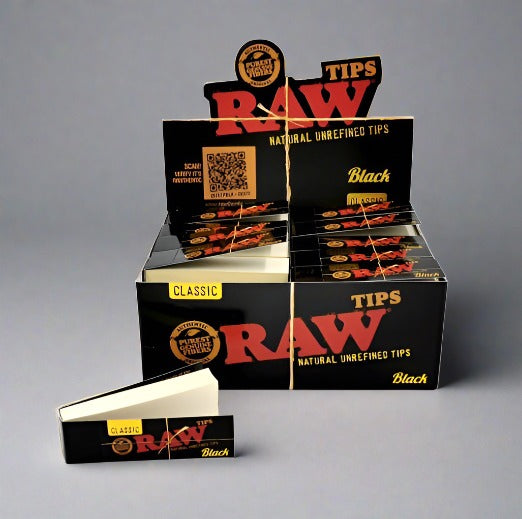 Raw Black Filter Tips Unperforated (Full Box) - Bittchaser Smoke Shop