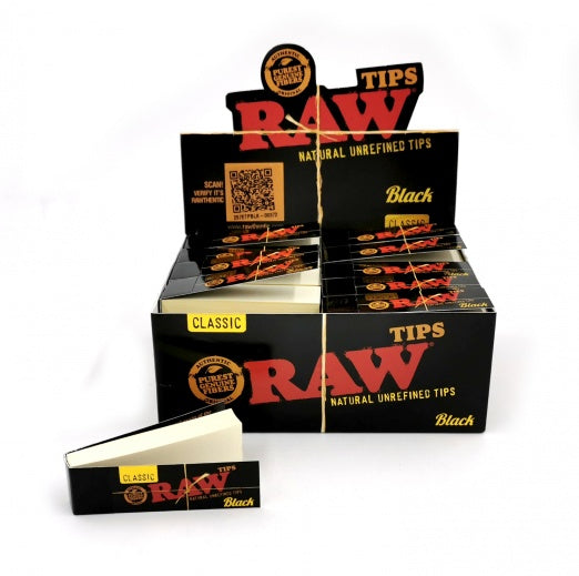 Raw Black Filter Tips Unperforated (Full Box) - Bittchaser Smoke Shop