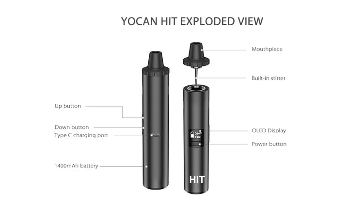 Yocan Hit Dry Herb Vaporizer - Black - Bittchaser Smoke Shop