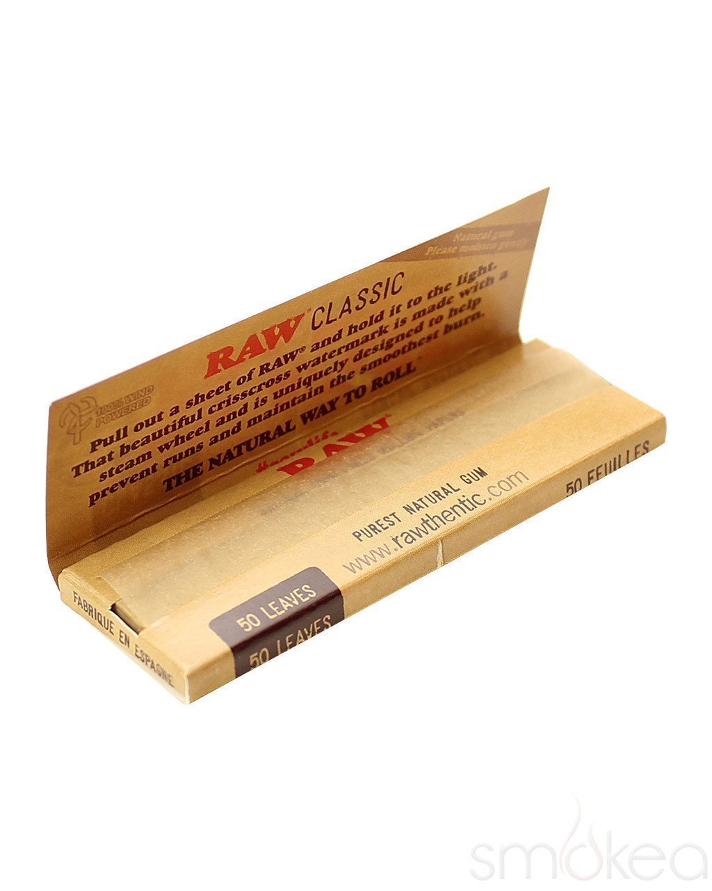 Raw Classic 1 1/4 Size Brown Rolling Paper (Full Box)