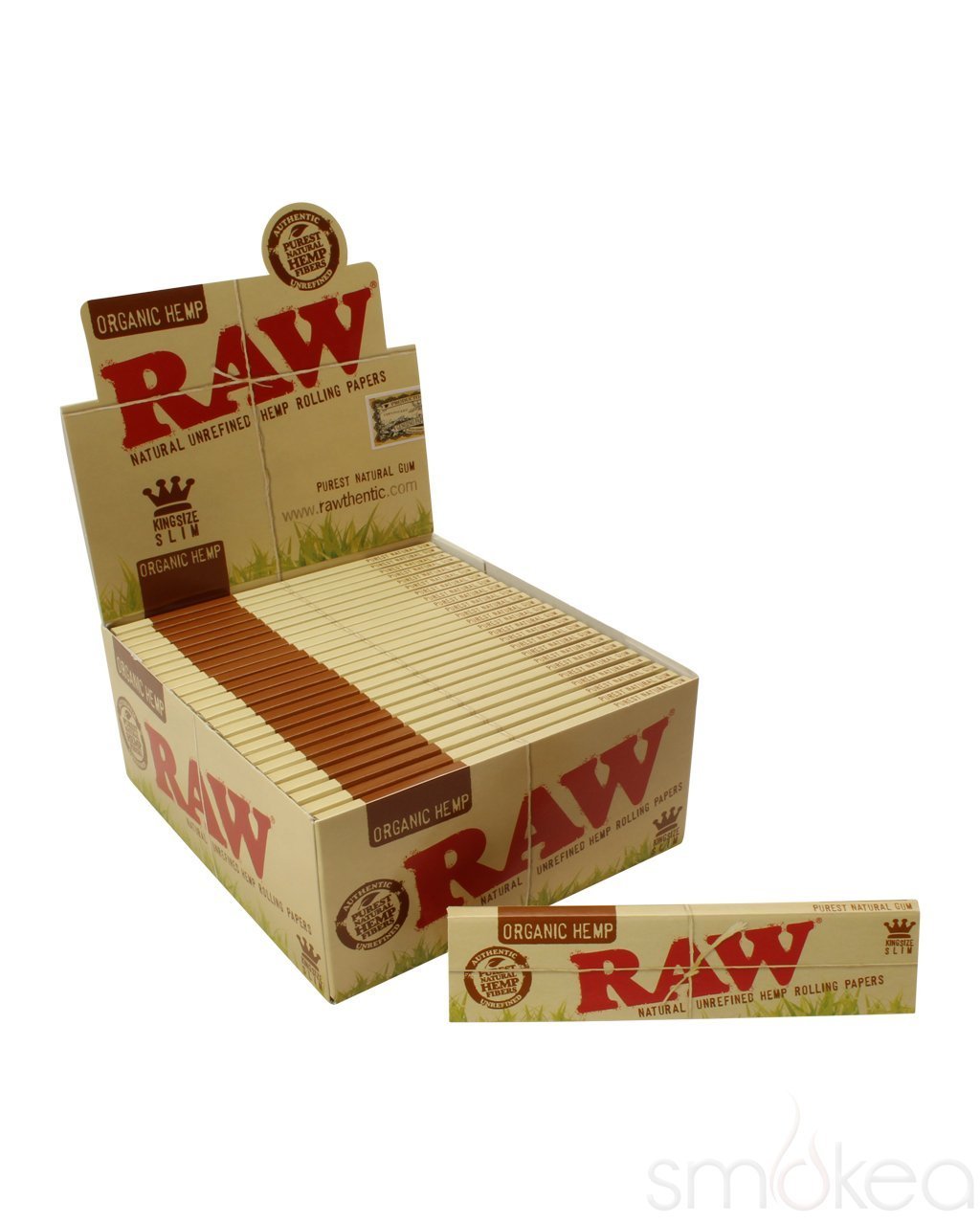 Raw Organic Hemp Kingsize Slim Rolling Papers (Full Box) - Bittchaser Smoke Shop
