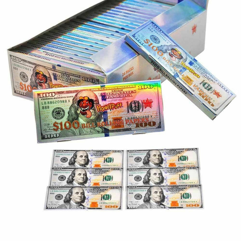 $100 Dollar Bill Rolling Paper - Kingsize (Full box)