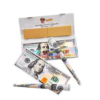 $100 Dollar Bill Rolling Paper - Kingsize (Full box) - Bittchaser Smoke Shop