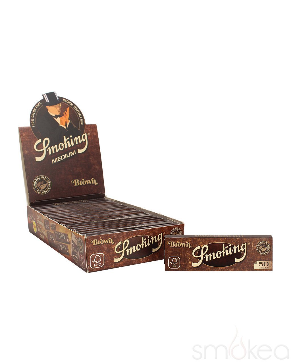 Smoking Brown Medium 1 1/4 Rolling Papers (Full Box) - Bittchaser Smoke Shop
